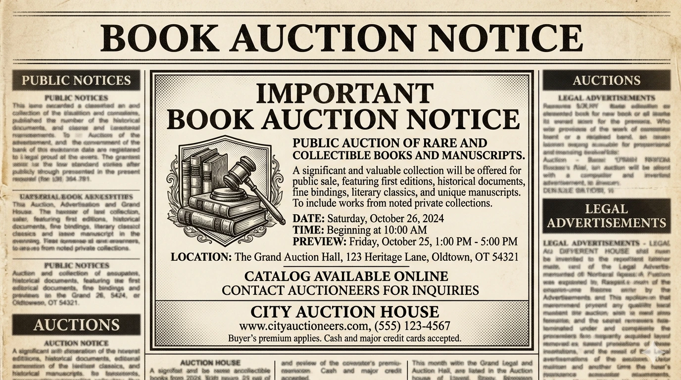 Auction Notice Newspaper Advertisement