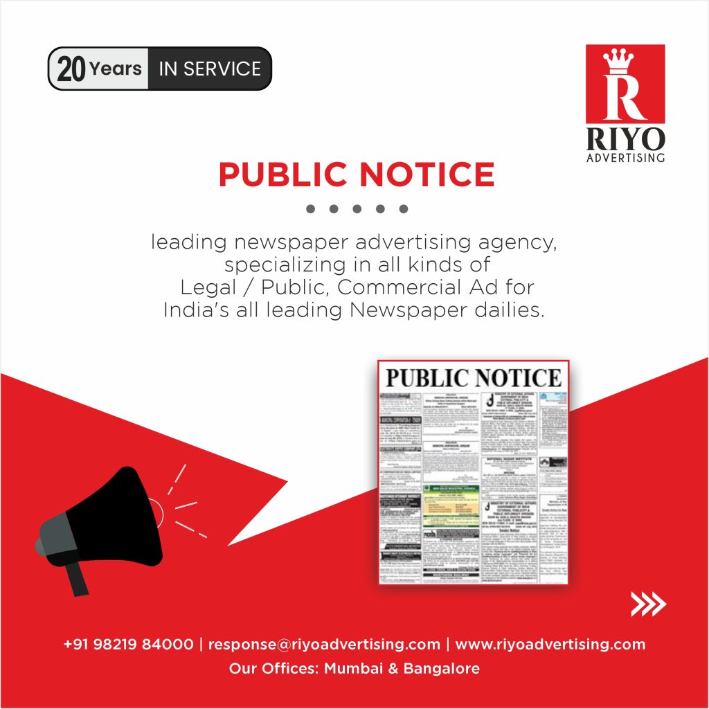 Your Public Notice Classified Ads in Mumbai Newspapers