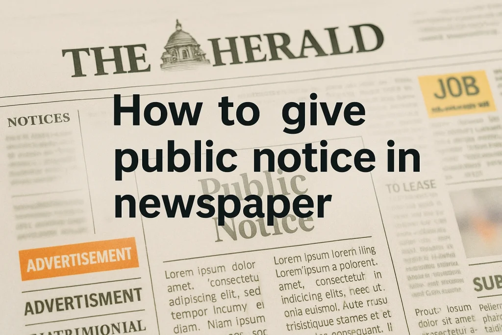 How to give public notice in newspaper
