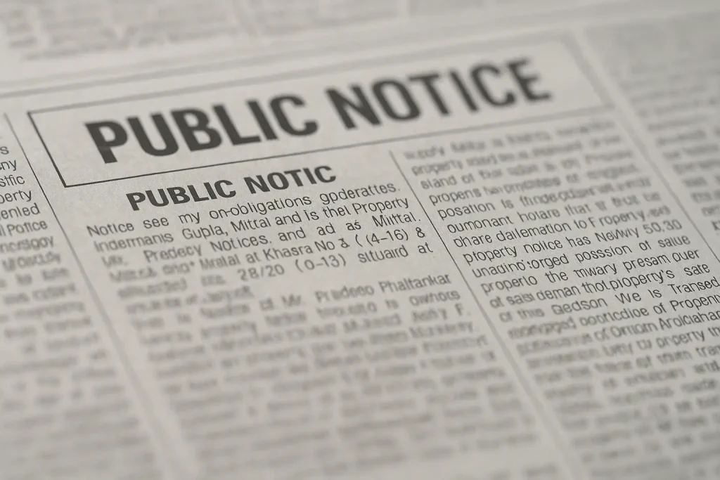 Public Notice Property Ads in Newspapers (2025) – Format, Samples & Legal Guide