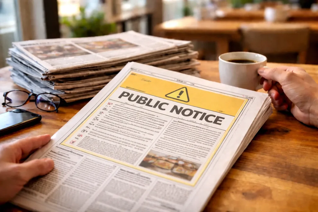 Public Notice Ad in Delhi Newspapers