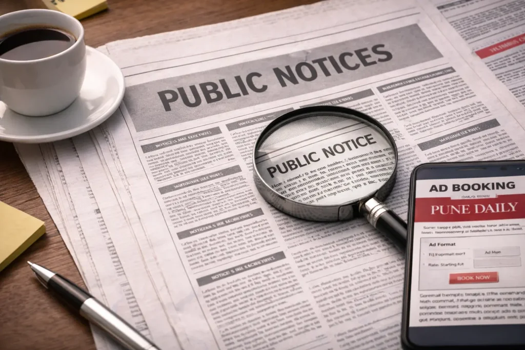 Public Notice in Pune Newspaper – Book Ads Online, Formats & Rates