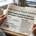 Book Property Purchase Notice in Newspapers | Formats & Rates 2026