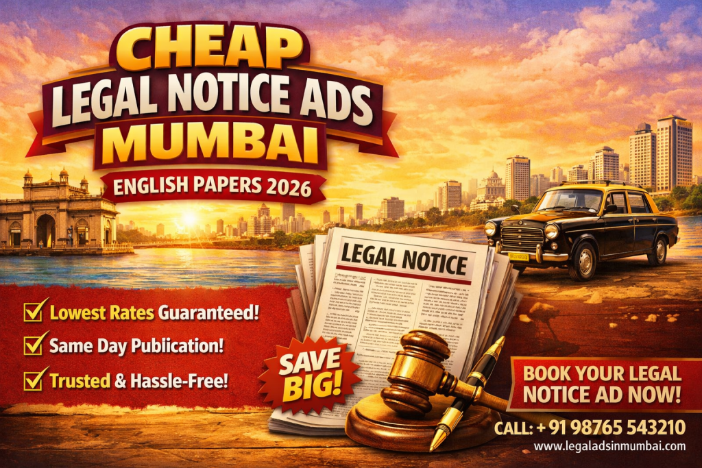 Cheap Legal Notice Ads in Mumbai English Papers