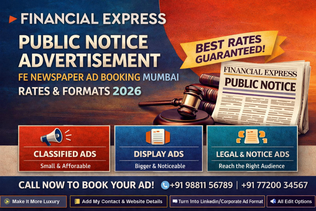 Financial express Public Notice Advertisement