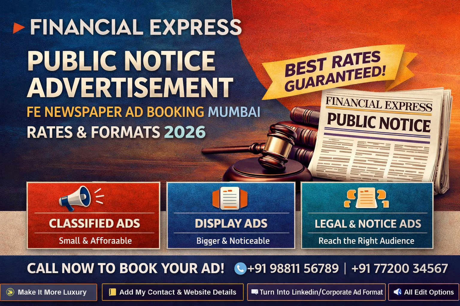 Financial express Public Notice Advertisement