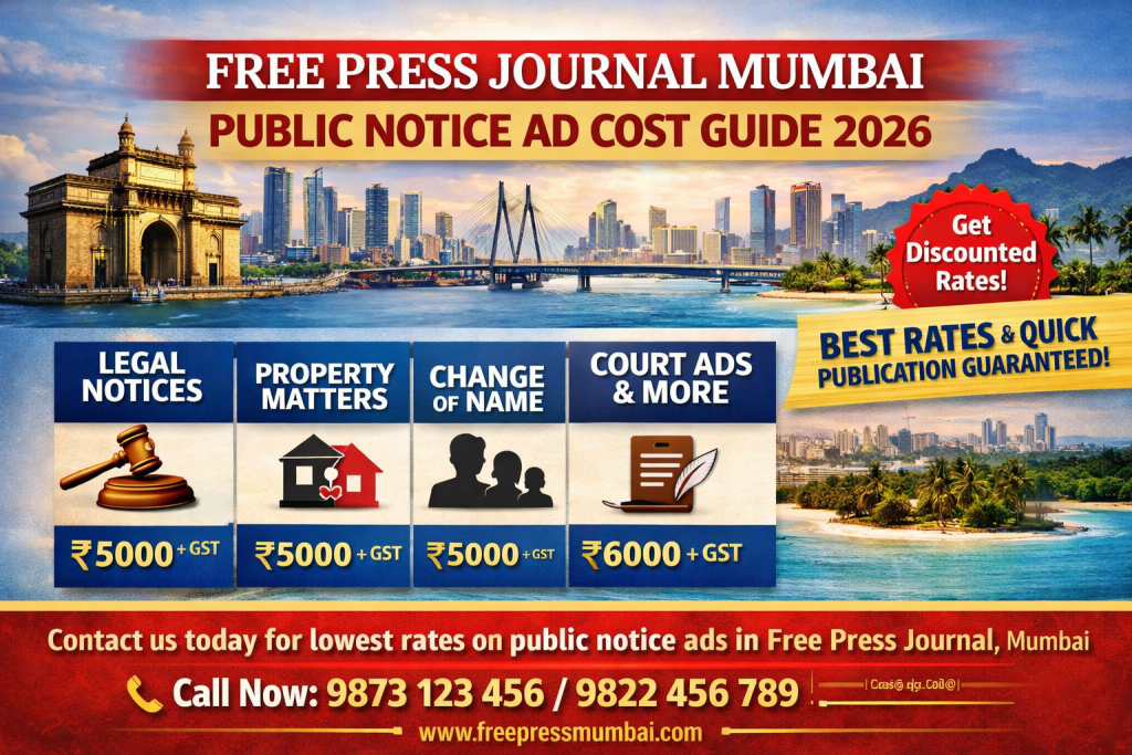 Free Press Journal Mumbai Public Notice Ad Cost: Complete Guide