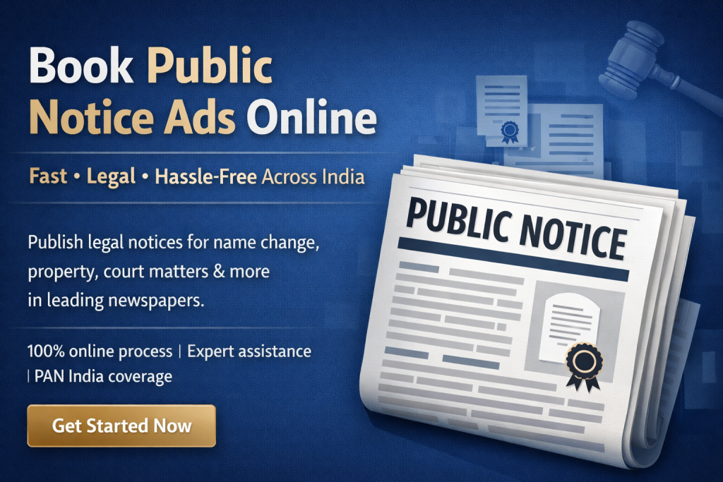 How To Book Public Notice Ad Online India