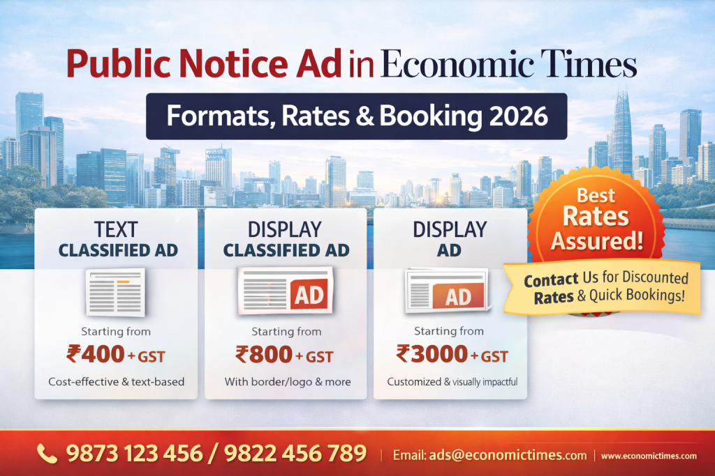 Public Notice Ad in Economic Times