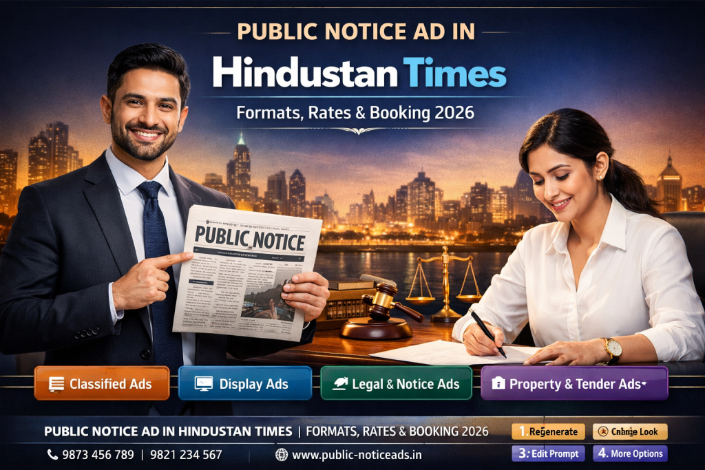 Public Notice Ad in Hindustan Times