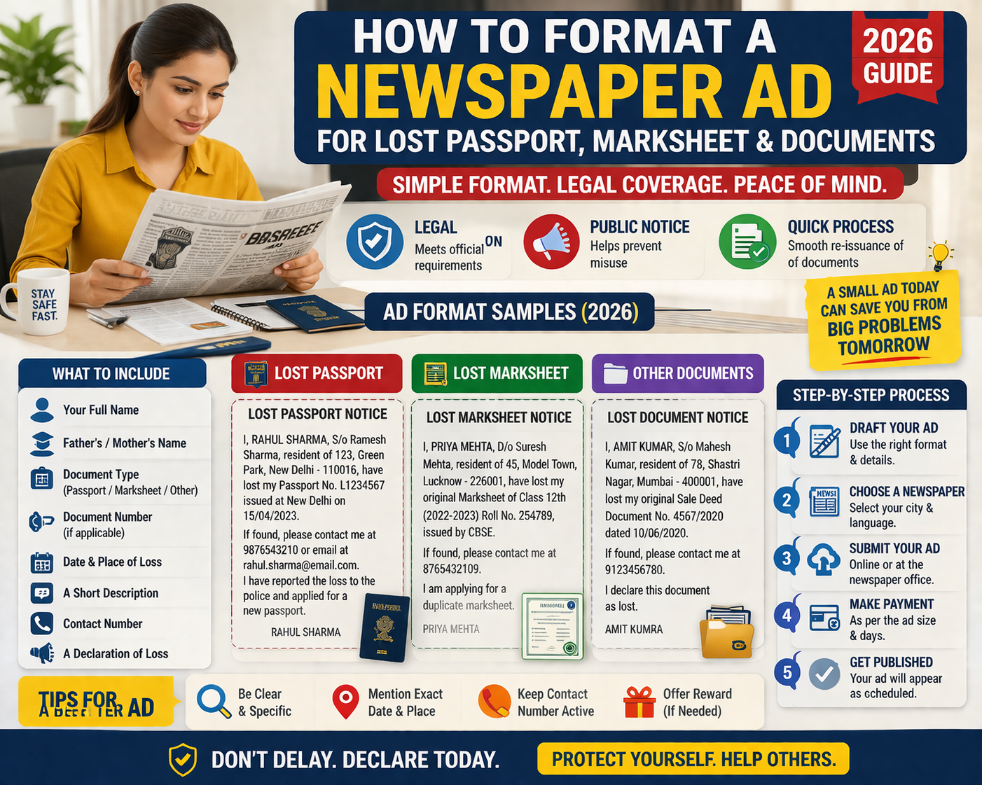 Newspaper Ad Format For Lost Passport Marksheet Documents