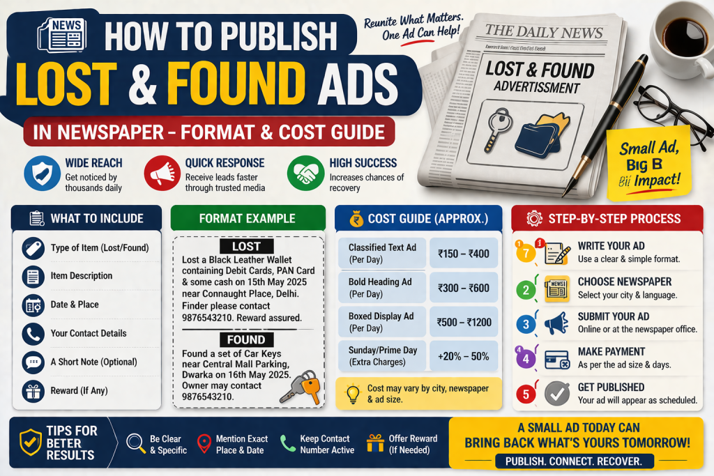 Lost And Found Ad Newspaper Format Cost Booking Tips