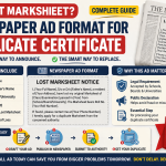 Lost Marksheet Newspaper Ad Format Duplicate Certificate