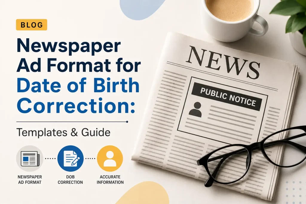 Newspaper Ad Format for Date of Birth Correction