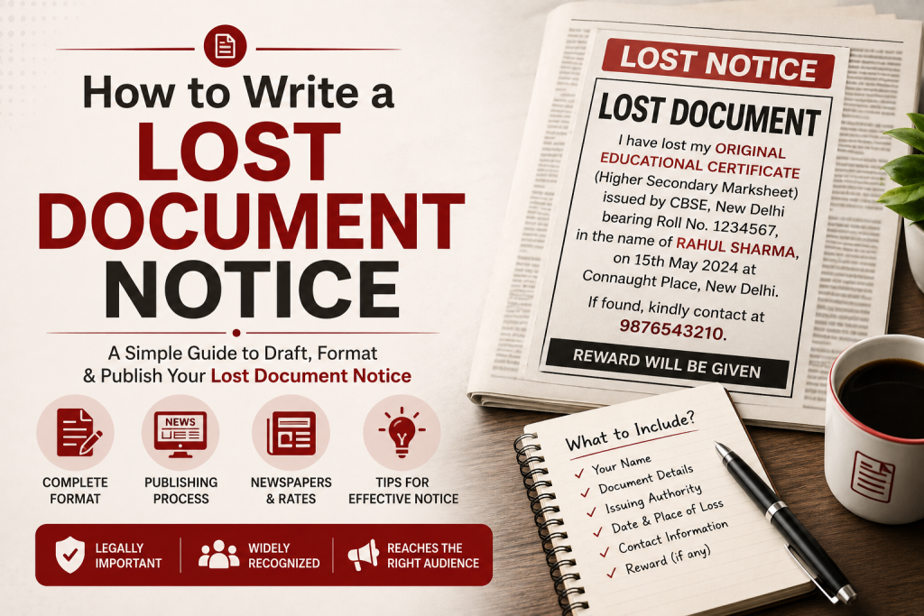 how to write a lost document notice