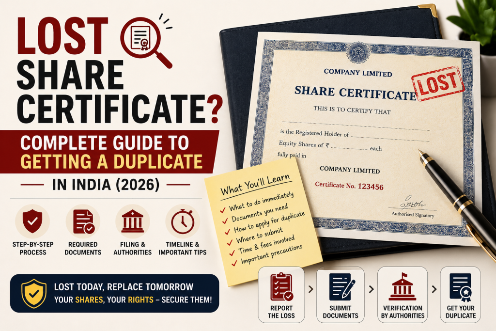 lost share certificate duplicate guide india 2026