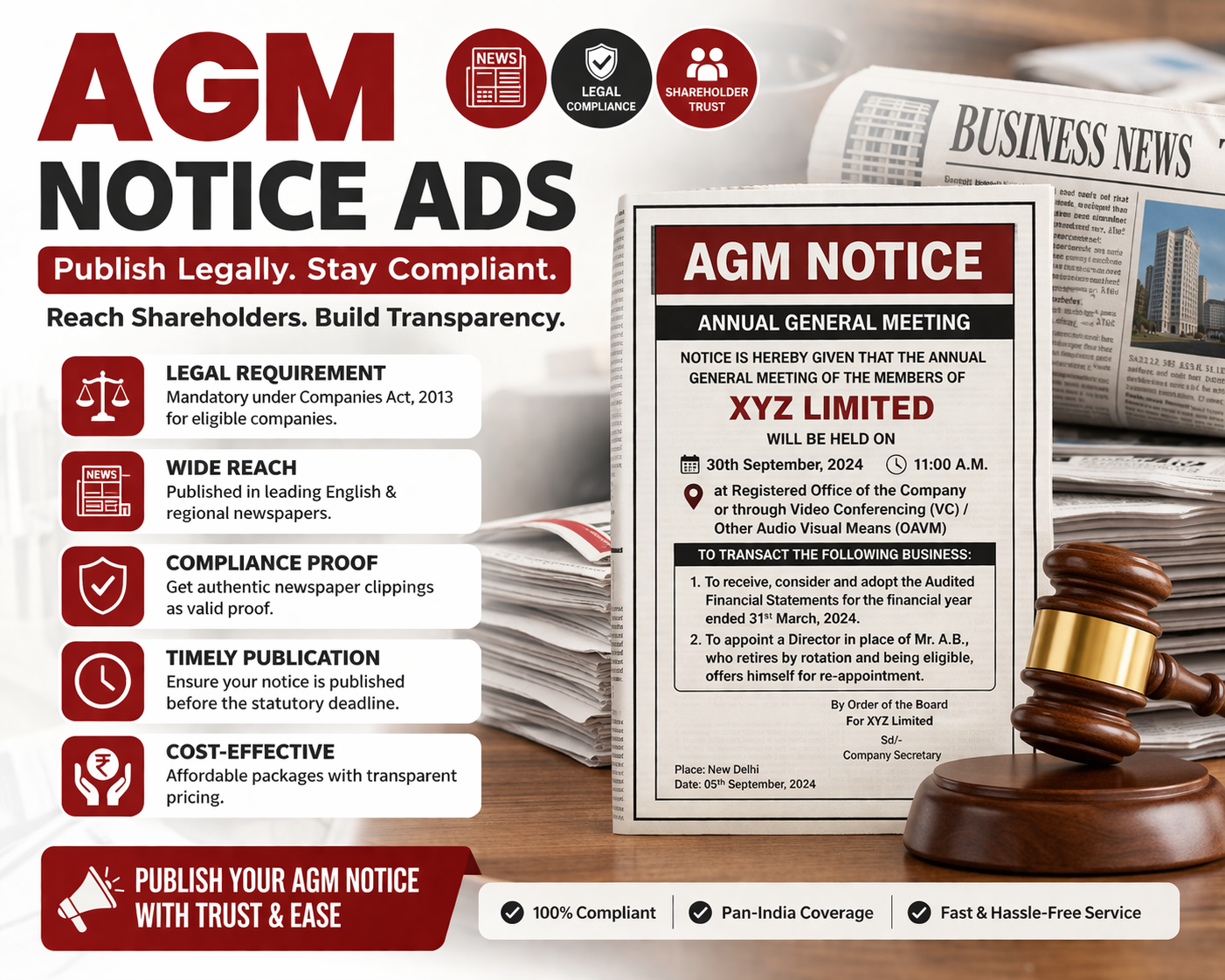 AGM Notice Advertisement in Newspaper
