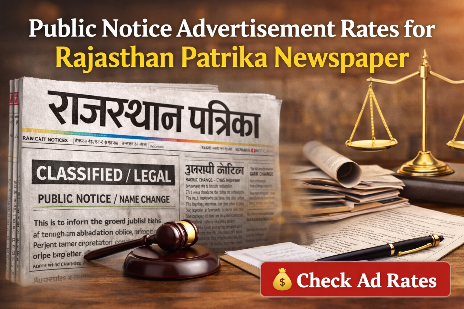 Public Notice Advertisement Rates for Rajasthan Patrika Newspaper