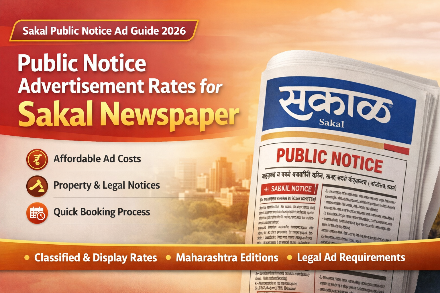Sakal Public Notice Advertisement Rates